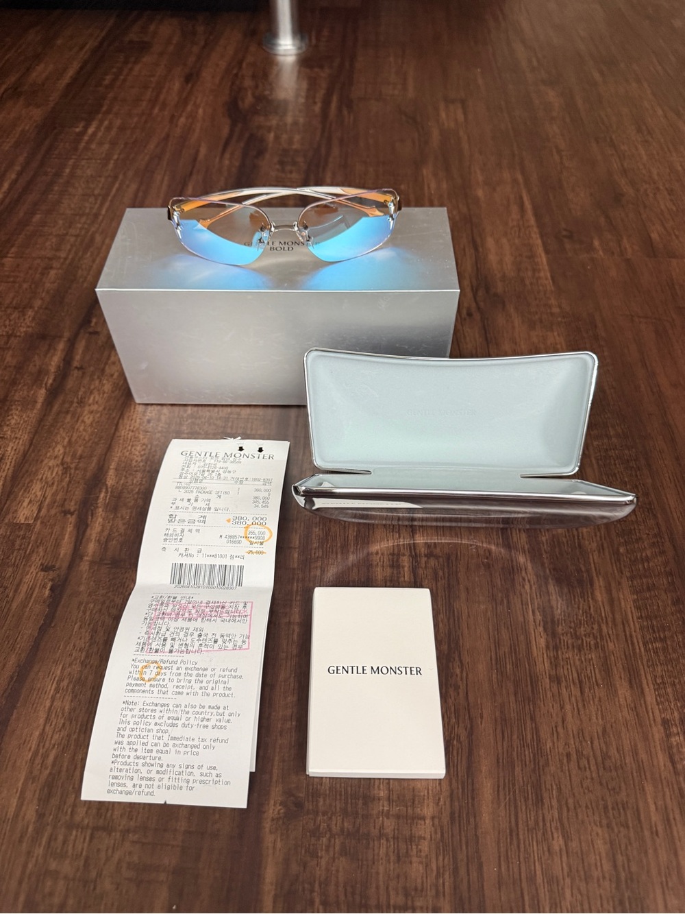 GENTLE MONSTER Silver Frame Sunglasses with Blue Mirrored Lenses